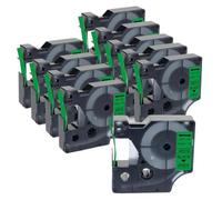 VVHKMSIL Cinta de Etiqueta Compatible con 10 Piezas D1 45013 40913 43613 45010 45108 45023 45024 12 mm para LabelManager 160 280 210D(Black on Green)