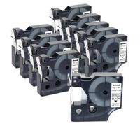 VVHKMSIL Cinta de Etiqueta Compatible con 10 Piezas D1 45013 40913 43613 45010 45108 45023 45024 12 mm para LabelManager 160 280 210D(Black on White)