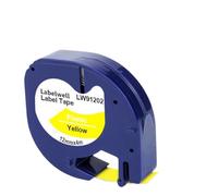 VVHKMSIL Cinta de Etiqueta Compatible con 10pcs 91201 12267 91200 91202 91203 91204 91205 para la Impresora de Fabricantes de Etiquetas LT-100H LT-100T(Black on Yellow)