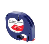 VVHKMSIL Cinta de Etiqueta Compatible con 10pcs 91201 12267 91200 91202 91203 91204 91205 para la Impresora de Fabricantes de Etiquetas LT-100H LT-100T(Black on Red)