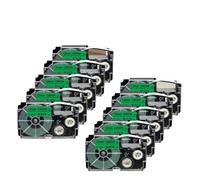 VVHKMSIL Cinta de Etiqueta de 10pk de 12 mm Compatible con Varios Modelos XR-12WE XR-12X XR-12RD XR-12BU XR-12YW XR-12GN(Black on Green)