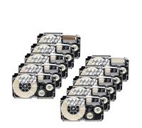 VVHKMSIL Cinta de Etiqueta de 10pk de 12 mm Compatible con Varios Modelos XR-12WE XR-12X XR-12RD XR-12BU XR-12YW XR-12GN(Black on Clear)