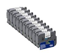 VVHKMSIL Cinta de Etiqueta de 10pk de 24 mm Tzes651 Tzes251 Tzes151 Adhesivo Fuerte Compatible con máquinas de Fabricantes de Etiquetas(Black on White)