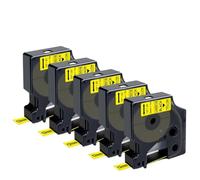 VVHKMSIL Cintas de Etiqueta Compatible Black on White Reemplazo para LM160 45013 D210 D1 Etiqueta Maker 12 mm 5pk 10pk 280(Black on Yellow)