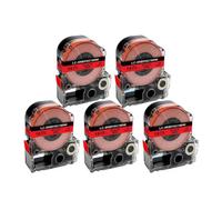 VVHKMSIL Etiquetas de 5pcs SS18KW 5WBN ST18KW SC18RW SC18YW Funciona con LW-C410 LW-400 LW-600P Impresoras de Etiqueta Compatible(Black on Red)