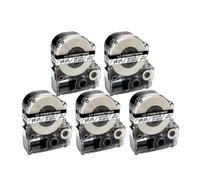 VVHKMSIL Etiquetas de 5pcs SS18KW 5WBN ST18KW SC18RW SC18YW Funciona con LW-C410 LW-400 LW-600P Impresoras de Etiqueta Compatible(Black on Clear)