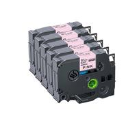 VVHKMSIL Las Cintas de Etiqueta de la Cinta de satén Son compatibles con los Fabricantes de Etiquetas con RN34 RN34 RW34 R234 R231 RE31 12 mm 5 Piezas(Black on Pink)