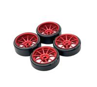 VVHKMSIL Neumáticos de Deriva para Coche teledirigido, actualización de Metal, 27mm de diámetro Exterior, Dos Anchos, Dos Estrechos, Compatible con Escala 1/28(Red)