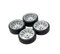 VVHKMSIL Neumáticos de Deriva para Coche teledirigido, actualización de Metal, 27mm de diámetro Exterior, Dos Anchos, Dos Estrechos, Compatible con Escala 1/28(Silver)