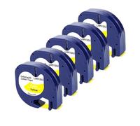 VVHKMSIL Tape LT de 12 mm 5/10pk 91201 Compatible con Cinta de Etiqueta 12267 91200 91202 Funciona con LT100H LT100T QX-50 Etiqueta Impresora(Black on Yellow)