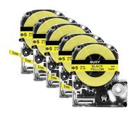 VVHKMSIL Tubo de contracción de Calor Compatible de 5pcs SU5 para la Etiqueta de 3 mm de 5 mm, Las Cintas de Etiqueta de 11 mm Funcionan con el Fabricante de Etiquetas LW300 LW400(5mm Yellow)