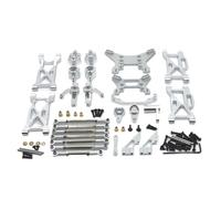 VVHKMSIL Varilla de Amarre de modificación de Metal, Copa de dirección, Brazo oscilante, Soporte de Choque, Juego de 11 Piezas, Escala 1/10, Compatible con 104001 104002(Silver)