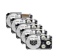 VVHKMSIL XR12WE Negro EN Cinta White de 12 mm de la Impresora XR-12we Compatible con el Fabricante de Etiquetas KL-120 KL-820 Case(5PK)