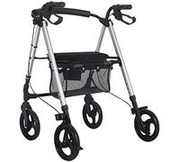 VVHUDA Andador de 4 Ruedas con Frenos de Mano de Bucle Plegable Ligero de Cuatro Ruedas con Cojín de Asiento y Cesta de la Compra, Andador para Ancianos, A Small Gift