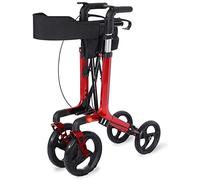 VVHUDA Andador Plegable Todoterreno con suspensiones, 4 Ruedas Rojas con Cesta, Cesta Principal de la Compra, Andador para Ancianos Small Gift