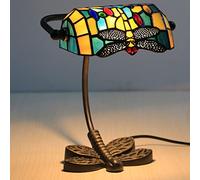VVHUDA Lámpara de banqueros con vitral de estilo Tiffany de libélula, con bombilla de filamento LED 4w small gift