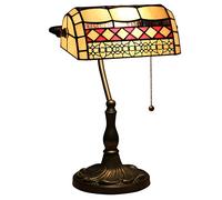 VVHUDA Lámpara de escritorio Bankers, lámpara Tiffany con interruptor de cadena, lámpara de mesa de vidrio, lámparas de lectura para mesita de noche, lámparas Art Deco small gift