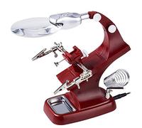 VVHUDA Mano Amiga Clip LED Lupa Soldador Joyería Soporte Lente Lupa Rojo Small Gift