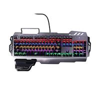 VVHUDA Teclado mecánico, 104 Teclas de aleación de Aluminio USB RGB Teclado retroiluminado para Juegos, Teclado con Cable portátil Duradero, para PC Computadoras Gamer (Negro) Small Gift