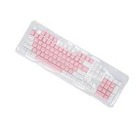 VVHUDA Teclado mecánico 104 Teclas, Teclas Retro, Teclas translúcidas retroiluminadas de Doble Color, para PC Gamer Computer Desktop (Rosa Blanco) Small Gift