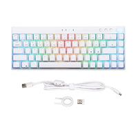 VVHUDA Teclado mecánico, retroiluminación dinámica RGB de 68 Teclas, Tres Modos, batería de 1800 mAh N Key Rollover, Teclado mecánico Blanco para Juegos, para Jugadores (Eje de té) Small Gift