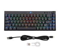 VVHUDA Teclado mecánico, retroiluminación dinámica RGB de 68 Teclas, Tres Modos, batería de 1800 mAh N Key Rollover, Teclado mecánico Blanco para Juegos, para Jugador (Eje Negro) Small Gift