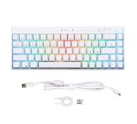 VVHUDA Teclado mecánico, retroiluminación dinámica RGB de 68 Teclas, Tres Modos, batería de 1800 mAh N Key Rollover, Teclado mecánico Blanco para Juegos, para Jugador (Eje Rojo) Small Gift