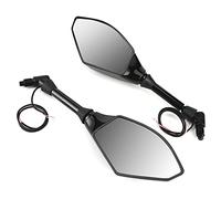 Vvikizy 2 Uds Luces de Giro LED para Motocicleta Espejos Retrovisores Laterales Visión Clara para Ajuste de 10mm, Negro Duradero (Negra)