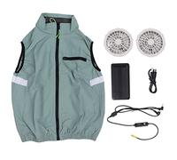 Vvikizy 3 Velocidades Chaleco de Enfriamiento, Chaqueta de Enfriamiento Protector Solar sin Transpirable Ropa de Aire Acondicionado Ligero para el Sitio de Construcción Al Aire (SG)