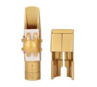 Vvikizy Boquilla de Saxofón Soprano Plano B, Boquilla de Saxofón de Metal de Latón con Chapado en Oro Esmerilado para Saxofones de Tono Alto, Apertura de Boca Tamaño 7