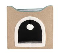 Vvikizy Casa Plegable para Gatos, Cama Cerrada para Gatos, Cama Cálida para Gatos con Bola de Felpa Rascadora para Interiores, Casa para Gatos Fácil de Montar, Diseño Bien Pensado,
