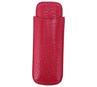 Vvikizy Estuche para Puros, Humidificador Portátil de Cuero Suave para 2 Puros con Bolsillo Pequeño para Cortador, Estuche para Puros Vintage a Prueba de Desgaste para Cumpleaños, (Rojo)