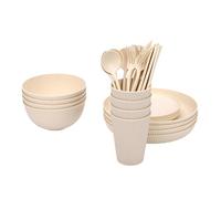 Vvikizy Juegos de Vajilla Irrompibles, Platos Livianos Inastillables, Tazones y Tazas para 4 Personas, con Caja de Almacenamiento y Juego de Cubiertos, Aptos para Lavavajillas