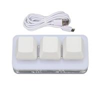 Vvikizy Mini Teclado USB de 3 Teclas, Teclado de Programación Macro con Retroiluminación LED RGB con Función de Memoria y Intercambio en Caliente, para Tableta de Teléfono OS X Pi (Blanca)