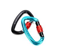 Vvikizy Mosquetones D de Alta Resistencia 25KN, Paquete de 2 con Puerta de Tornillo para Rappel en Roca, Camping, Senderismo, Aleación de Aluminio (#1)