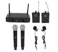 Vvikizy sistemático de Micrófono Inalámbrico, Juego de Micrófonos de Mano Inalámbricos Duales UHF con Receptor de 2 Micrófonos de Solapa para Karaoke, Canto, Conferencia, Actuación en (Enchufe