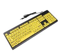 Vvikizy Teclado de 108 Teclas con Botones Amarillos con Letras Grandes, Fácil Operación para OS X/Win10, ángulo de Escritura Ajustable, Larga Vida útil