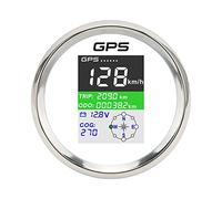 Vvikizy Velocímetro GPS, Medidor de Velocidad Impermeable para Coches, Barcos, Motocicletas, Velómetro IP67 para Camiones, Tractores Marinos (Cubierta plateada con esfera blanca.)