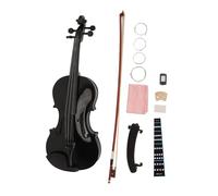 Vvikizy Violín Acústico 4/4, Violín de Madera de Tamaño Completo con Kit de Iniciación para Principiantes, Adultos y Niños, Incluye Estuche, Afinador, Colofonia, Reposabrazos, Cuerdas, (Negro)