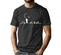 VVNTY Camiseta de pesca para hombre pescador latido del corazón camisa hombre divertido pescador impresión manga corta tops, Gris1., XL