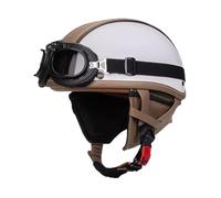 VVPEC Cascos Half-Helmet, Casco De Cara Abierta, Casco Semi Cubierto para Motocicleta con Gafas, Moto De Estilo Retro Homologado ECEDOT para Hombres/Mujeres Adultos Casco Jet para Moto(5,XL=61~62cm)
