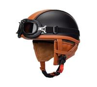 VVPEC Cascos Half-Helmet, Casco De Cara Abierta, Casco Semi Cubierto para Motocicleta con Gafas, Moto De Estilo Retro Homologado ECEDOT para Hombres/Mujeres Adultos Casco Jet para Moto(16,S=55~56cm)