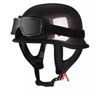 VVPEC Retro Alemán Estilo Moto Casco ECEDOT Homologado Moto Jet Medio Casco con Gafas, Retro, De Media Cara, para Bicicleta Casco para Scooter De Verano, Motocicleta, Bicicleta(3,2XL=63~64cm)