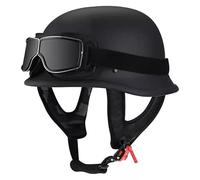 VVPEC Retro Alemán Estilo Moto Casco ECEDOT Homologado Moto Jet Medio Casco con Gafas, Retro, De Media Cara, para Bicicleta Casco para Scooter De Verano, Motocicleta, Bicicleta(5,M=57~58cm)