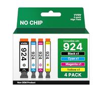 VVQV 924 Cartuchos de Tinta de Repuesto para HP 924 Cartuchos para HP OfficeJet Pro 8120e OfficeJet Pro 8122e 8124e 8125e 8132e 8134e 8135e 8130e 8138e 8139e (sin Chip, B/C/M/Y, 4 Unidades)