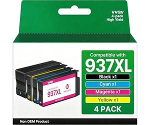 VVQV Cartuchos 937e 937 XL con chip compatibles con HP 937 cartuchos de impresora Multipack XL para HP OfficeJet Pro 9120e para Officejet Pro 9720e 9730e 9132e 9122e 9130e 9120b 9130b