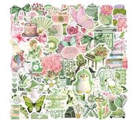 VVQWCY 100 pegatinas estéticas, rosas y verdes, pegatinas frescas y lindas para Kindle, portátil, bicicleta, maleta, libros y álbumes de recortes