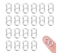 VVQWCY 20 mini mosquetones con doble apertura, cierre de cadena de plata, pequeños mosquetones para pulseras y collares