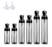 VVQWCY 6 botellas pulverizadoras pequeñas, 2 x 30 ml + 2 x 60 ml + 2 x 80 ml mini botellas pulverizadoras negras con embudo