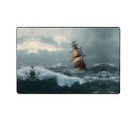 VVXBHGR A ship in the storm - Alfombra de tela de franela con estampados de 152 x 99 cm para sala de estar, oficina, mesa de café, cama, balcón